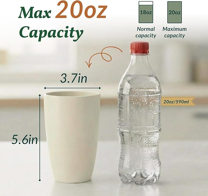 Homienly Unbreakable Plastic Cups Set Wheat Straw Cups 20 OZ Drinking Cups Reusable Camping Cups Stackable Tumblers Water Glasses Drinking Set Freezer Dishwasher Safe (6 PCS, Multi)