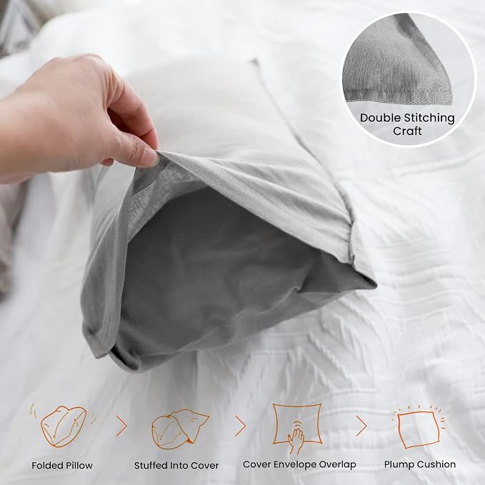 Simple&Opulence Linen Lumbar Pillow Covers 12x20 Inch Set of 2 Flax Cotton Blend Rectangular Decorative Throw Cushion Cover for Couch Sofa Bedroom Office Soft Breathable Farmhouse - Grey