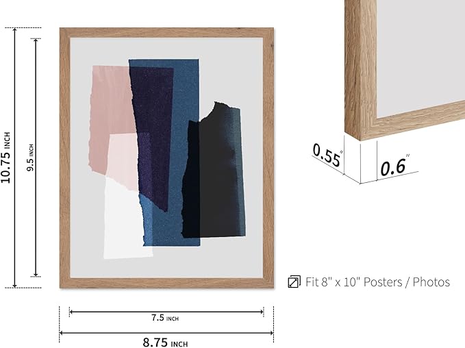 Monem Art Abstract Torn Paper Collage Print - Minimalist Modern Art Poster - Wall Decor for Living Room, Bedroom or Office - 8x10 Beige Framed Wall Art by Mareike Bohmer