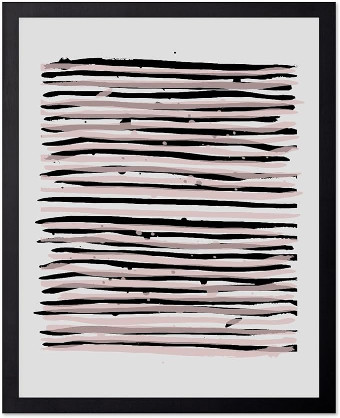 Monem Art Black and Blush Abstract Line Painting Print - Minimalist Scandinavian Art Poster - Wall Decor for Living Room, Bedroom or Office - 8x10 Unframed Wall Art by Mareike Bohmer