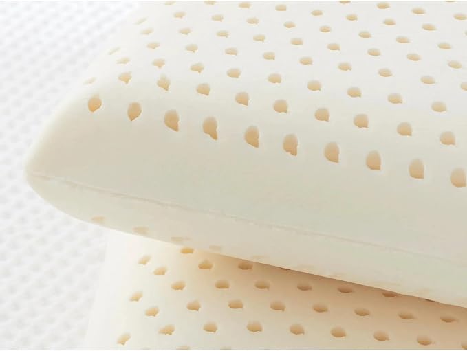 100% Natural Talalay Latex Pillow – Medium Firm Support for Neck & Shoulder Pain Relief – Breathable, Eco-Friendly – Standard Size with Removable Washable Cover – Non-Toxic, No Memory Foam