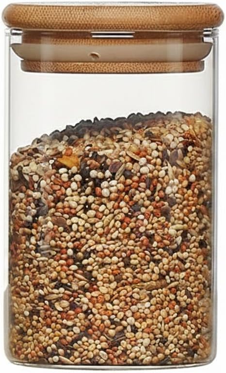 Borosilicate Glass Storage Jar with Bamboo Lid, Airtight Dry Food Canister for Kitchen Pantry & Countertop Organization