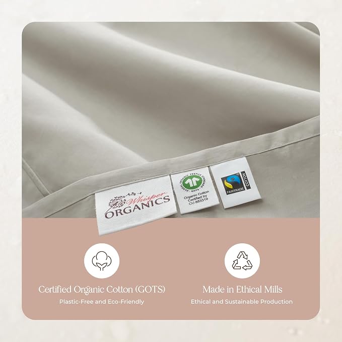 100% Organic Cotton Pillow Cases Standard Size Set of 2-100% Cotton Pillowcases GOTS Certified 300 Thread Count - Naturally Cooling Comfortable Breathable & Soft Pillow Cases (Pewter, Standard)