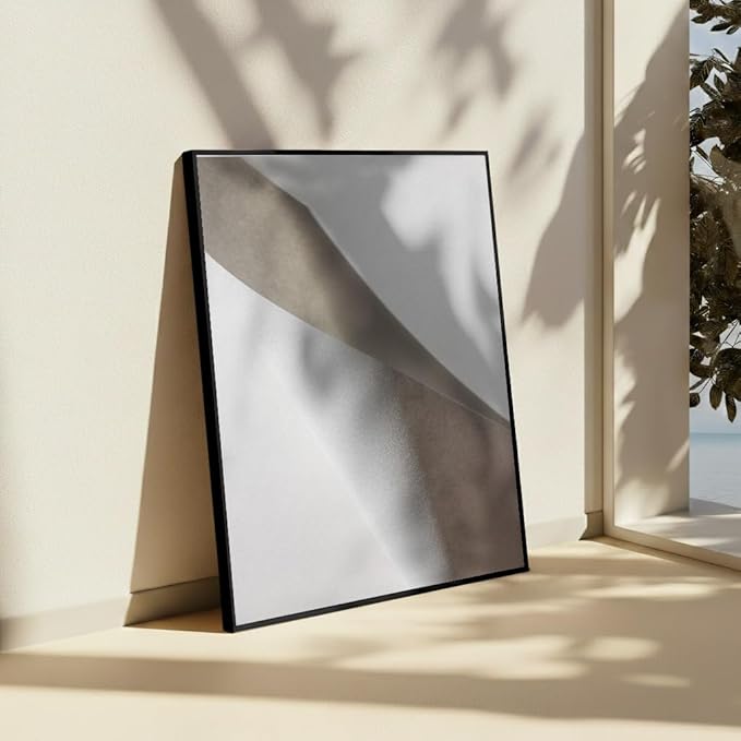 Monem Art Minimalist Folded Paper Abstract Print - Scandinavian Neutral Texture Art Poster - Wall Decor for Living Room, Bedroom or Office - 24x32 Black Framed CANVAS Wall Art by Mareike Bohmer