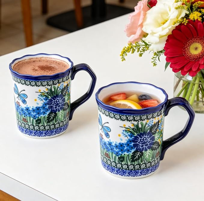 Ceramic Cup 13 oz, Handmade Premium Porcelain Mug for Coffee Americano Latte Cappuccino Milk Tea Cereal Cola Dishwasher Microwave Oven Safe Pottery Elegent Gift for Mother Girl Women