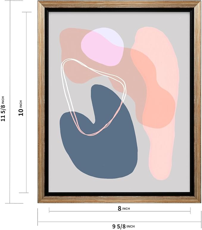 Monem Art Abstract Organic Shapes Print - Minimal Scandinavian Line Art Poster - Wall Decor for Living Room, Bedroom or Office - 8x10 Silver Framed CANVAS Wall Art by Mareike Bohmer