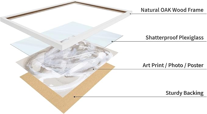 Monem Art Neutral Beige Abstract Brushstroke Painting Print - Scandinavian Minimalist Modern Art Poster - Wall Decor for Living Room or Bedroom - 8x10 White Framed Wall Art by Mareike Bohmer