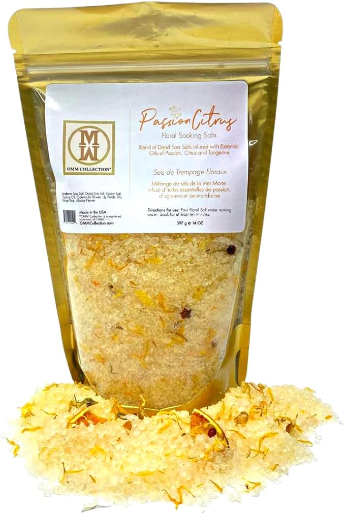 OMM Collection Floral Soaking Bath Salts Bag 14 oz (Passion Citrus)