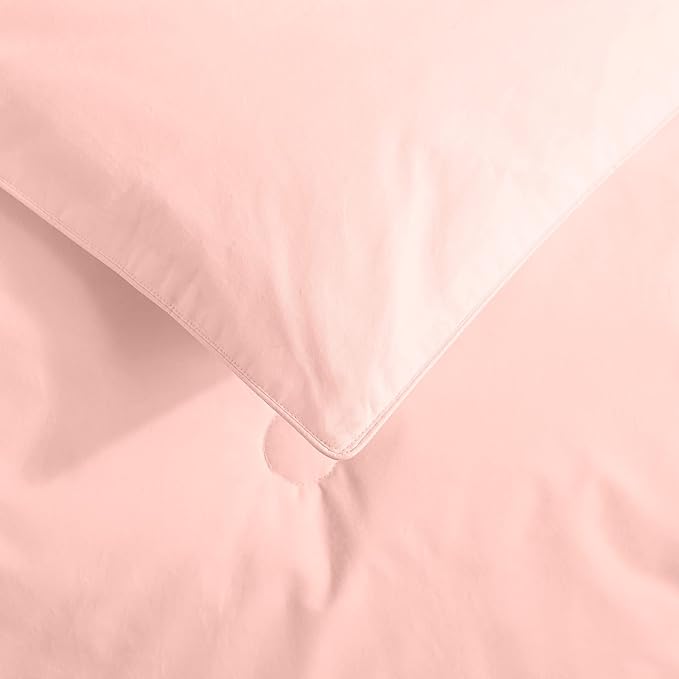 Feather and Loom Button Stitch Down Alternative All Seasons Comforter - Soft and Easy Care Microfiber Cover, Hypoallergenic High Loft Fiber Fill, Machine Washable Color: Blush Size: Full/Queen