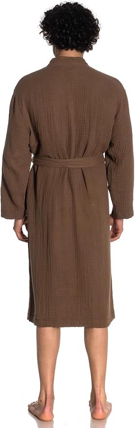 Muslin Unisex Bathrobe Women & Men, 100% Cotton Kimono Lightweight Robe | Long Robes Soft, Absorbent, Spa robes