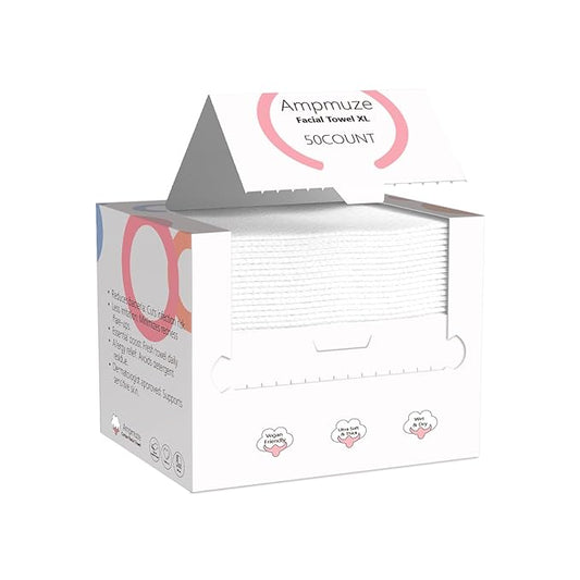 Disposable Face Towels, 10"×12" Face Towel, Towelettes XL, Ultra Soft & Thick Makeup Remover Dry Wipes for Sensitive Skin, Chemical Free 50 Count (1 Pack)