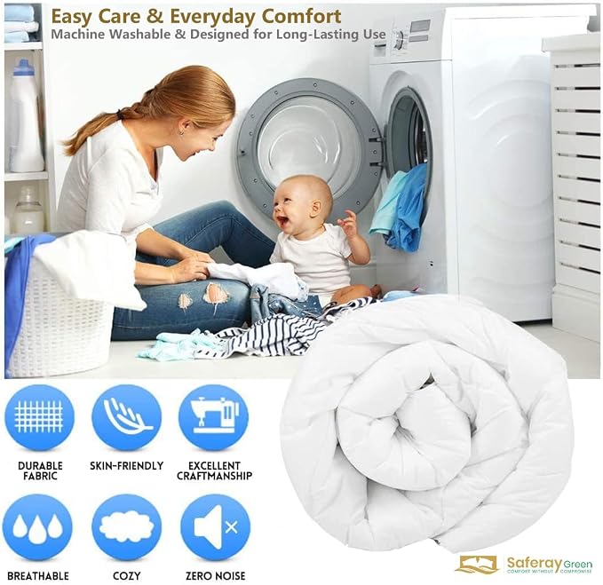 Over King Plus Down Alternative Comforter 128x120 Inch White – 500 GSM Ultra Soft Breathable, Luxury Pintuck Pinch Pleat, All Season Duvet Insert with Corner Tabs, Machine Washable