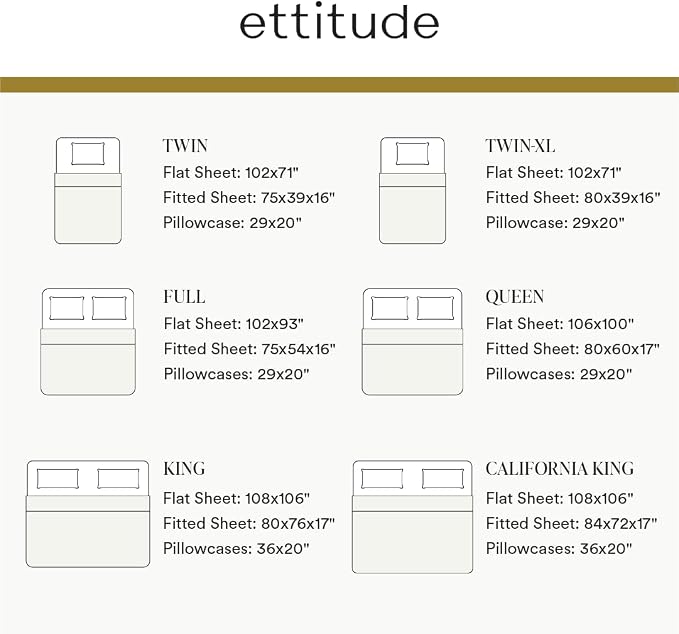 ettitude - Pillowcase Set - 100% Lyocell - Standard Size - Cooling & Breathable - Silky-Soft Sateen - Envelope Closure - Sustainable Plant-Based Fabric - Clean Fibers - Set of 2 (Gray)