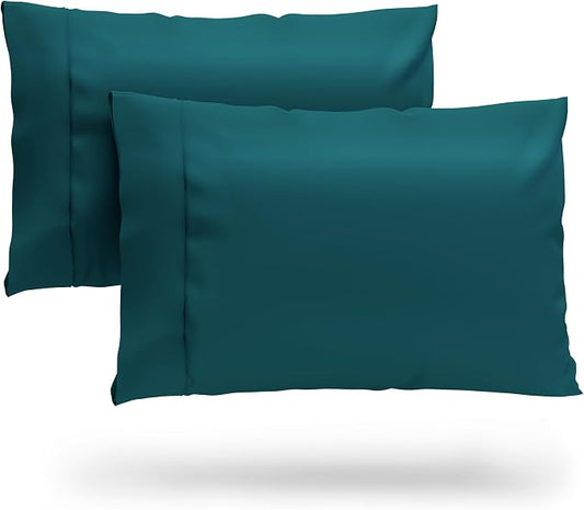 Cosy House Collection 100% Rayon Derived from Bamboo Pillowcase Set | Cooling, Breathable, Silky Soft 2-Piece Envelope Closure Pillow Case Cover Set (Standard/Queen, Dark Teal)