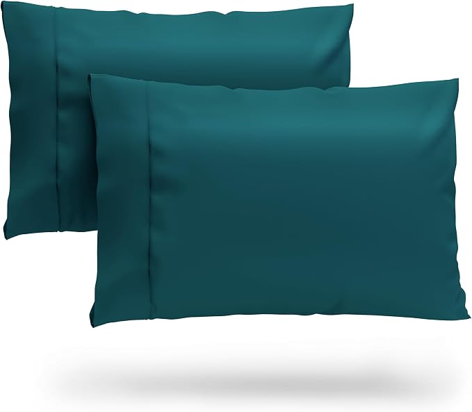 Cosy House Collection 100% Rayon Derived from Bamboo Pillowcase Set | Cooling, Breathable, Silky Soft 2-Piece Envelope Closure Pillow Case Cover Set (King, Dark Teal)
