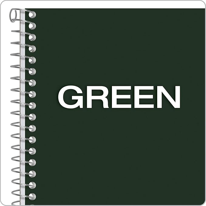 Ampad Single Wire Notebook, Recycled, Size 8x5, 1 Subject ,Green Cover, Narrow Ruled, Not 3 Hole Punched, 80 Sheets per Notebook (25-400R)