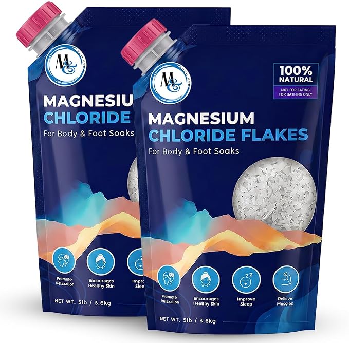 Dead Sea Magnesium Flakes Bath & Foot Soak, Unscented - 5 lb - 2 Pack