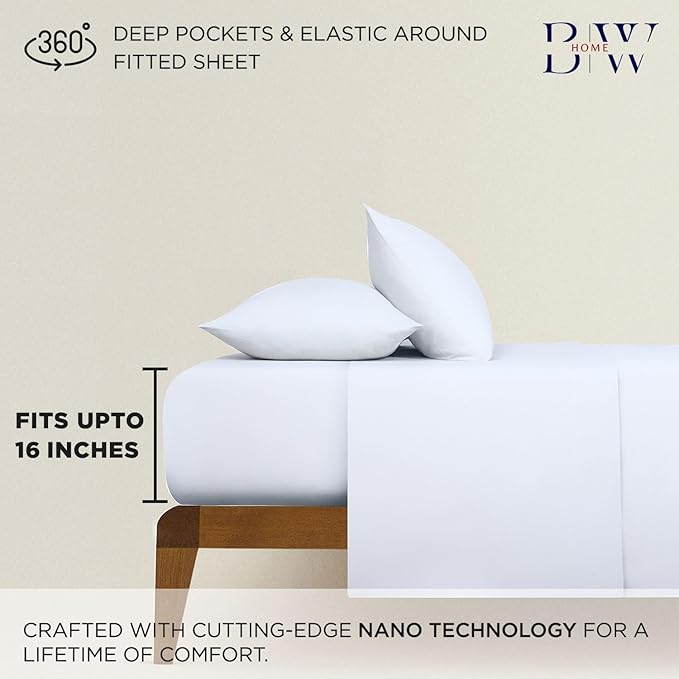 Briarwood Home® Flannel Sheet Set, 100% Organic Cotton, Six-Fold Brushed, Super Soft, Warm, Cozy, Deep Pocket Bedding with NanoTech Infuse for Added Durability and Lasting Comfort (Twin, White)