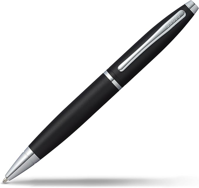 Cross Calais Refillable Twist-Action Plastic Ballpoint Pen with Chrome Appointments, Medium Ballpoint, includes Premium Gift Box and Black Cartridge, 1 Pack, Black