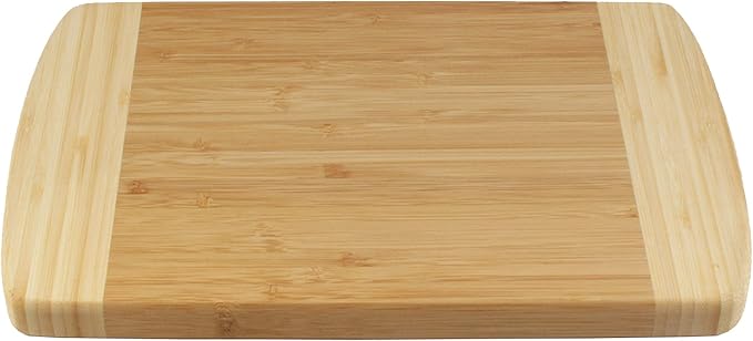 BambooMN Premium Bamboo Natural Two-Tone Kitchen Cutting and Serving Board, Small - 12" x 8" x 0.75" - 100 Piece