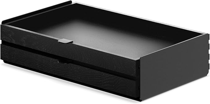 OAKYWOOD Large Modular Drawer – Solid Wood Desk Organizer with Drawers – Document Holder & Office Storage – For Home Office Use – Black – Dual Size