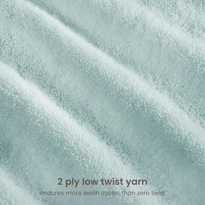 BIOWEAVES 100% Organic Cotton 700 GSM Plush Bath Towels 30" x 58" GOTS Certified - Seafoam, Pack of 2