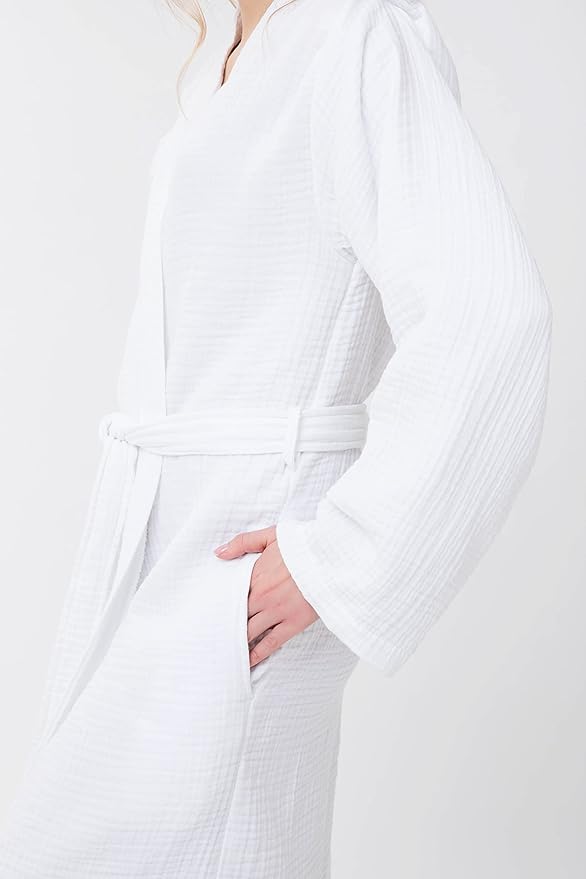 Woven Stories Cocoon Cotton Waffle Luxury Light Chic Robe For Women and Men