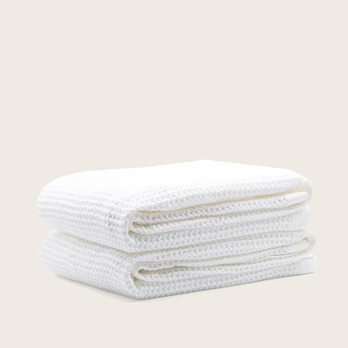 Italic Sedona Waffle Bath Sheets, 410 GSM 100% Cotton, Set of 2, Oversized Towels, Ultra Soft & Absorbent, Lightweight Spa Towels, White