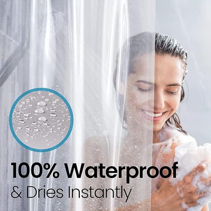LiBa Bathroom Shower Curtain with 12 Shower Rings- Waterproof Plastic Shower Curtain Premium PEVA Non-Toxic with Rust Proof Grommets Frosted 10G Heavy Duty Bathroom Accessories 72x72 (Pack of 2)