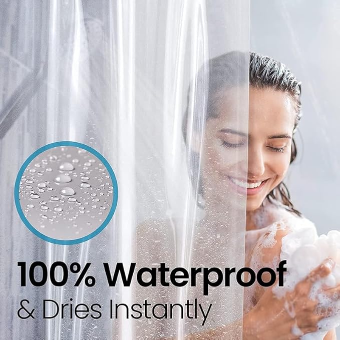 LiBa Bathroom Shower Curtain - Waterproof Plastic Shower Curtain Premium PEVA Non-Toxic Shower with Rust Proof Grommets Clear 8G Heavy Duty Bathroom Accessories 72x78