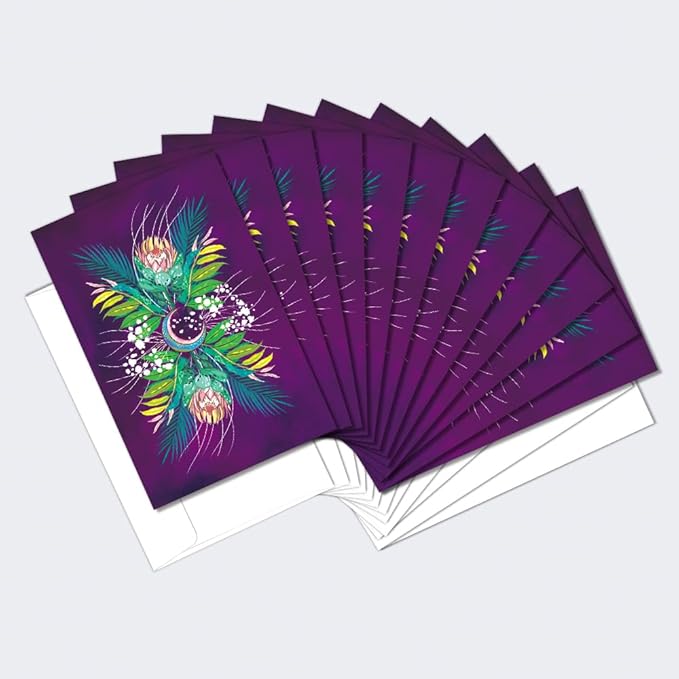 Tree-Free Greetings - All Occcasion Cards - 12 Notecards + 12 White Envelopes - Made in USA - 100% Recycled Paper - 4"x6" - Floral Moon (FS65343)