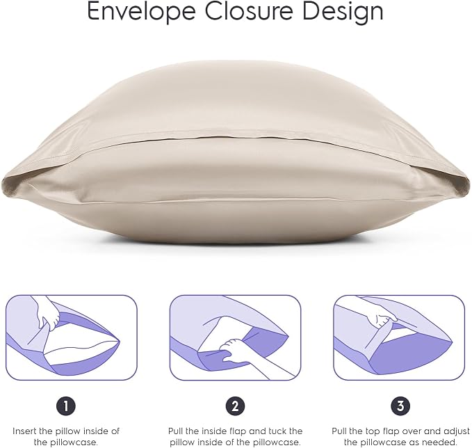 Tafts Silk Pillow Cases - 22mm 100% Pure Mulberry 6A Silk Pillowcase for Hair & Skin with Envelope Closure, No Zipper, Cooling, Natural, Organic, Double Sided Pillow Case (Nude, King 20x36, 1pc)