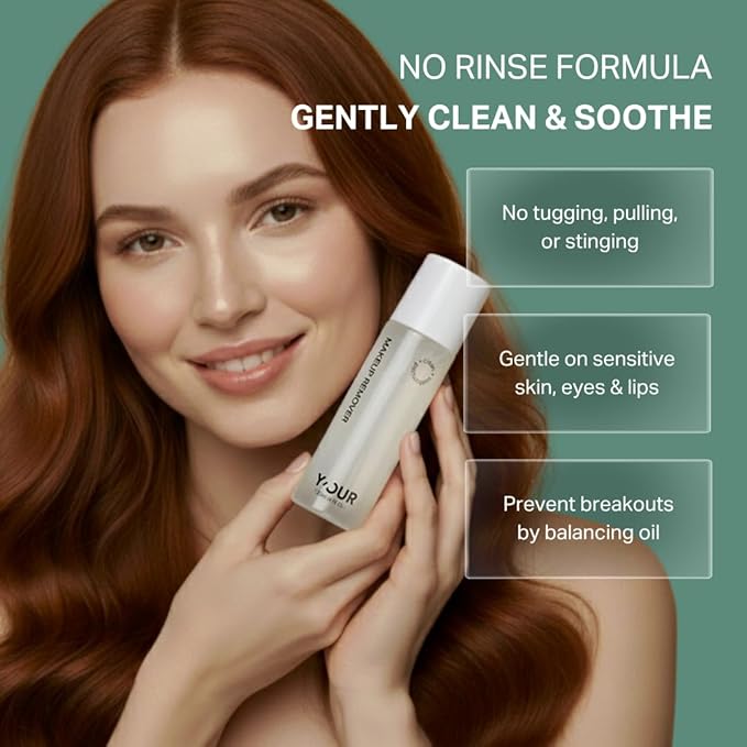 Y'OUR Soothing Micellar Cleansing Water | Removes Waterproof Makeup for Face, Eyes & Lips | Hydrating, Oil Control for Sensitive Skin | Permanent Lipstick Remover, with Aloe Vera & Fruit Extracts