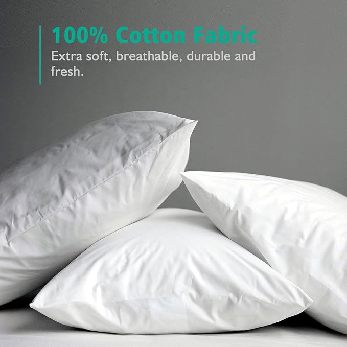 APSMILE Organic 16x16 Feather Down Throw Pillow Inserts Set of 2, 100% Cotton Fabric, Soft Fluffy Square Decorative Pillow Form Core for Sofa, Bed, Couch, Cushion Sham Stuffer