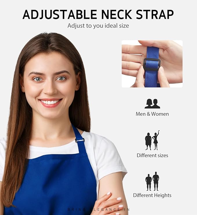 Syntus Apron for Men Women, Adjustable Cooking Kitchen Chef Aprons with 2 Pockets