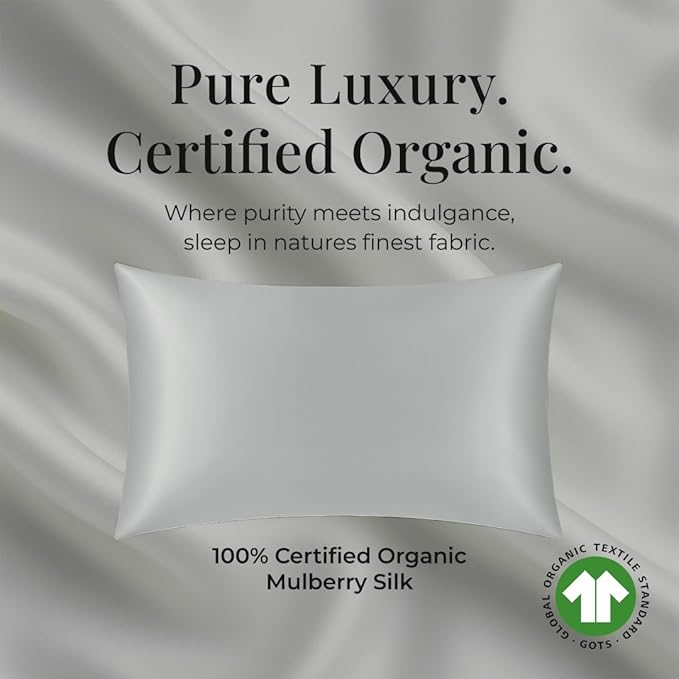 Pure Organic Silk Pillowcase Certified Organic 100% Pure Mulberry Silk Pillowcase 25 Momme Pillowcase