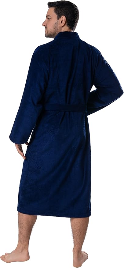 BAGNO MILANO Organic Men Bathrobe, GOTS Certified Organic Turkish Cotton Luxury Kimono Robe, Made in Turkey