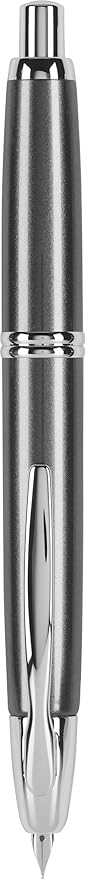PILOT Vanishing Point Collection Refillable & Retractable Fountain Pen, Gun Metal Gray Barrel with Rhodium Accents, Blue Ink, Broad Nib (60633)