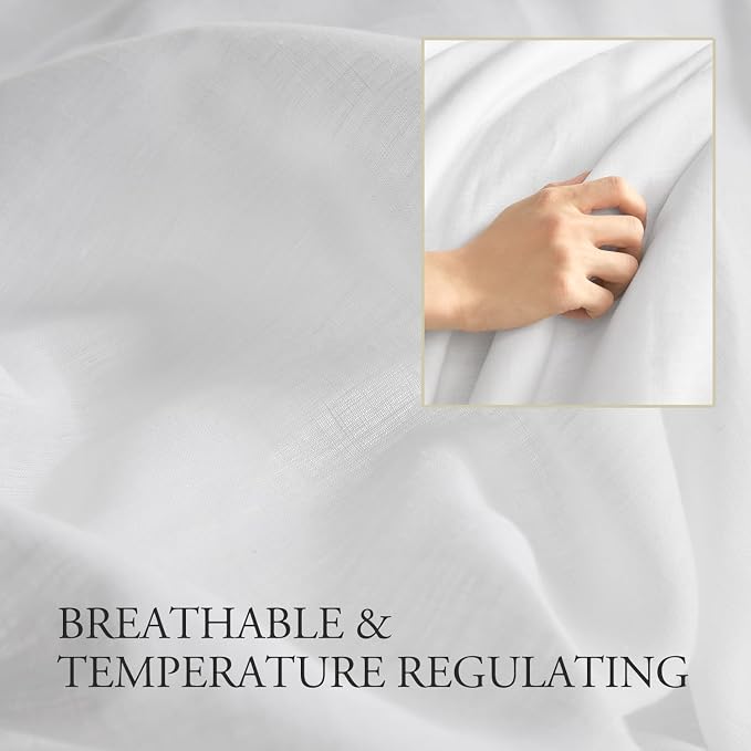 DAPU 100% Linen Duvet Cover Twin 2PCs, Pure Natural French Flax Linen Duvet Cover King 68"x90" with Multiple Corner Ties and Zipper Closure, Soft Breathable Durable for Hot Sleepers (White, Twin)