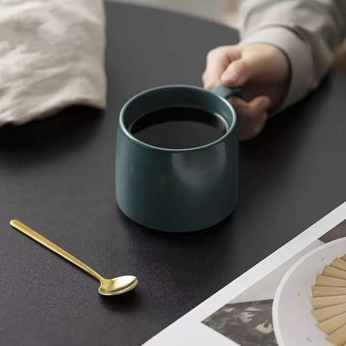 12oz Japanese Style Minimalistic Asian Rustic Reactive Glaze Ceramic Pottery Coffee Mug, Lead-Free Glaze earthen Tea Mug,Tea cup with handle, stoneware mugs, Microwave and Dishwasher Safe (Teal)