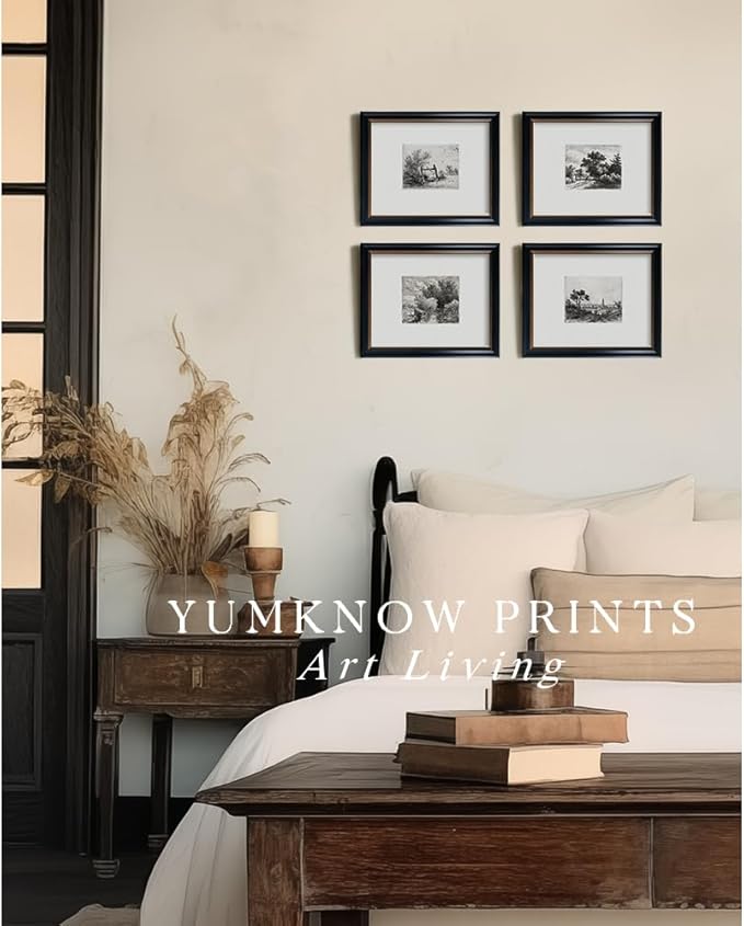 Tree Drawing Neutral Wall Picture Poster Print | 11x14 Boho French Country Aesthetic Botanical Set | Vintage Farmhouse Wall Art | Woodland Minimalist Black White Room Decor | Kitchen Bathroom Bedroom