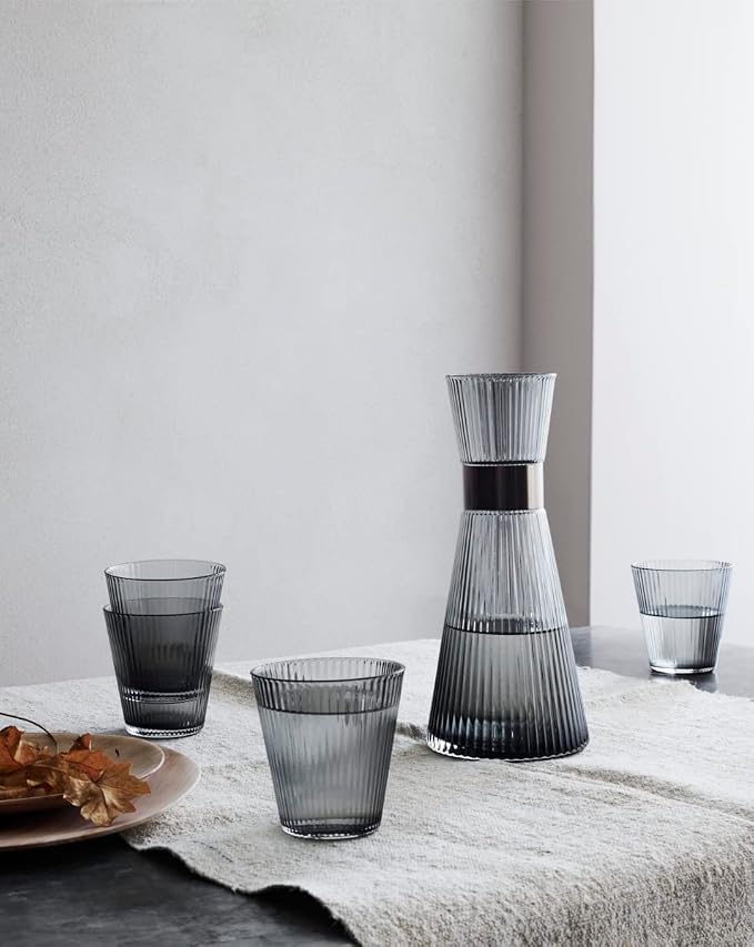 Rosendahl Grand Cru Nouveau Glass Tumbler Set (Set of 4) - 8.8 Fl. Oz. - Lead-Free, Dishwasher Safe, Elegant Clear Glass Drinkware for Water, Juice, Coffee, and Wine - Modern, Durable (Smoke)