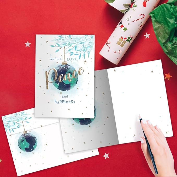 Tree-Free Greetings - Season's Greeting Cards - Artful Designs - 10 Cards + Matching Envelopes - Made in USA - 100% Recycled Paper - 5 x 7 - World Peace (AHB1314)