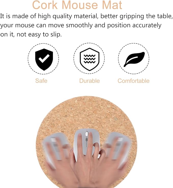 Veemoon 2Pcs Natural Round Cork Pads Lightweight Wood Mouse Pad Non-Slip Table Placemats Double Sided Cork Mat Absorbent Planter Saucers for Home Office Kitchen Multifunctional Use, 8.6 Inch