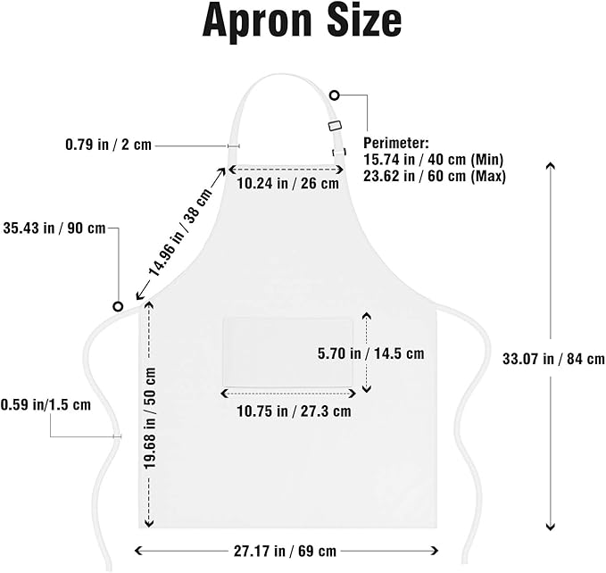 Xornis 2 Pack 100% Cotton Bib Aprons with 2 Pockets Kitchen Cooking, White