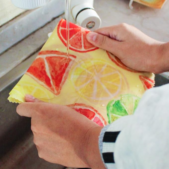 EKOH Reusable Beeswax Wraps (3pc) Retro Print | Beeswax Wrap for Food | Bees Wax | Reusable Sandwich Wrap | Sustainable Gifts | Vegan Beewax Wrapping with Natural Jojoba Oil (Zesty Lime Lemon 3 Pack)