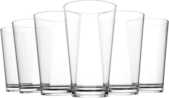 Clear Drinking Glasses - Unbreakable Acrylic Glasses Drinkware 18 oz set of 6 - BPA Free Dishwasher Safe Reusable Plastic Cups for Kitchen Party Outdoor (Look Like Glass)