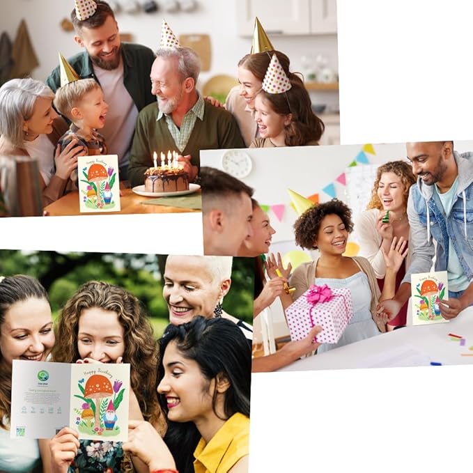 Tree-Free Greetings - Birthday Card - Artful Designs - 1 Card + Matching Envelope - Made in USA - 100% Recycled Paper - 5 x 7 - Grow Your Own Magic (GO65210)
