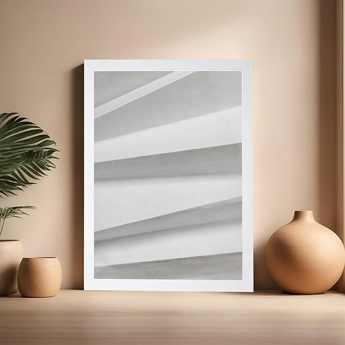 Monem Art Minimalist Paper Fold Abstract Print - Scandinavian Monochrome Texture Poster - Wall Decor for Living Room, Bedroom or Office - 16x20 White Framed Wall Art by Mareike Bohmer