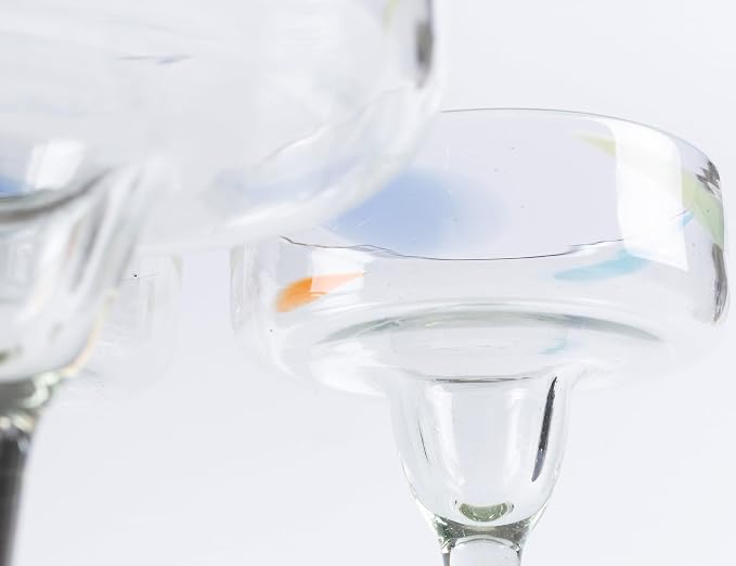 16 oz Hand Blown Mexican Margarita Glasses Set of 4 - Confetti Dots - MEXICAN GLASSWARE